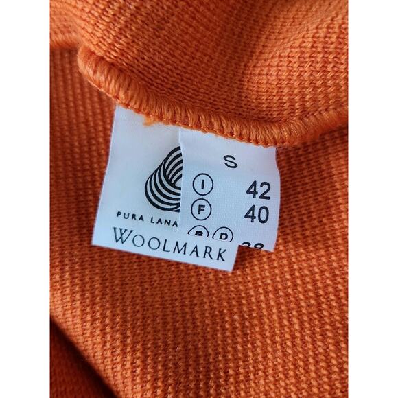 Jennifer Tyler Orange Turtle Neck Open Front Wool Cape Size Small - Picture 5 of 7